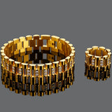 18K Plated Stainless Steel Mens Charm Bracelet 16MM Chain Men Jewelry