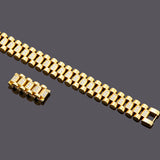 18K Plated Stainless Steel Mens Charm Bracelet 16MM Chain Men Jewelry