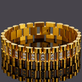 18K Plated Stainless Steel Mens Charm Bracelet 16MM Chain Men Jewelry