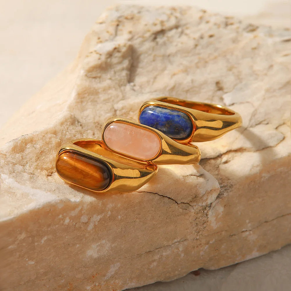 Vintage Geometric Wedding Ring for Women Natural Gemstones