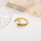 18K Plated Pearl Croissant Rings for Women Wedding Jewelry