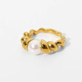 18K Plated Pearl Croissant Rings for Women Wedding Jewelry