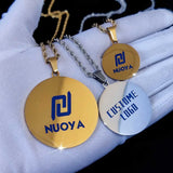 18K Plated Round Name Pendant Logo Coin Pendant