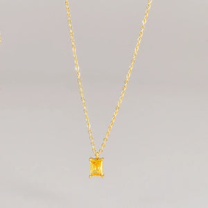 Waterproof CZ Square Pendant Necklace for Women