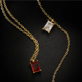 Waterproof CZ Square Pendant Necklace for Women