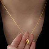 Waterproof CZ Square Pendant Necklace for Women