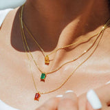 Waterproof CZ Square Pendant Necklace for Women