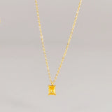 Waterproof CZ Square Pendant Necklace for Women