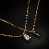 Waterproof CZ Square Pendant Necklace for Women