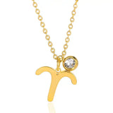 Zircon 12 Constellations Birthstone Necklace Stainless Steel Zodiac Sign
