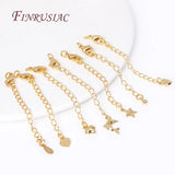 18K Plated Star Heart Shape Necklaces End Extension Tail Chain