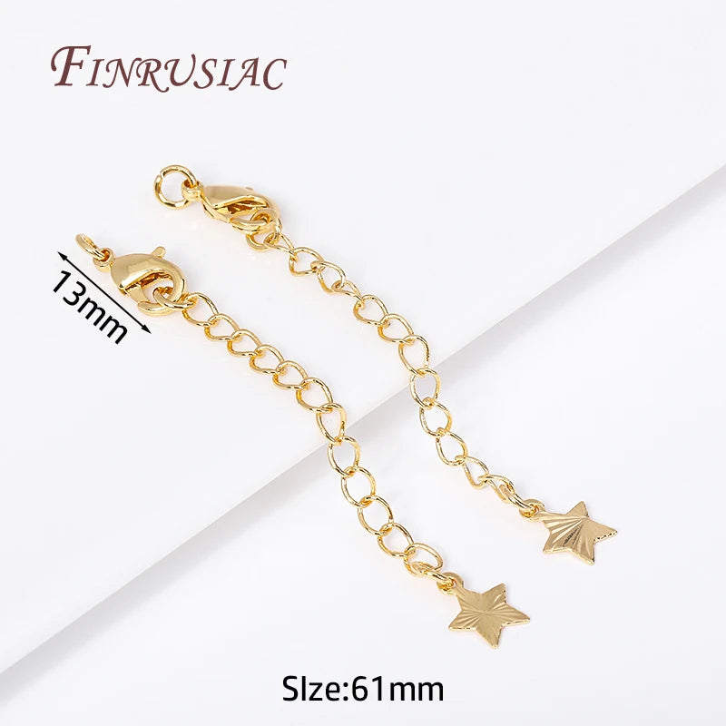 18K Plated Star Heart Shape Necklaces End Extension Tail Chain