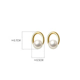 18K Plated Synthetic Pearl Oval Round Stud Earrings Women Jewelry