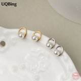 18K Plated Synthetic Pearl Oval Round Stud Earrings Women Jewelry