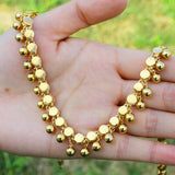 18K Plated Tassel Bead Necklaces for Women Cuban Chain Charms Choker Jewelry