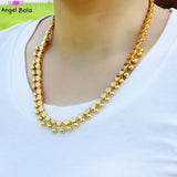 18K Plated Tassel Bead Necklaces for Women Cuban Chain Charms Choker Jewelry