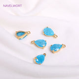 Teardrop Charms for Earring Making, 18K Plated, CZ Pendants