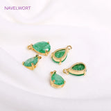 Teardrop Charms for Earring Making, 18K Plated, CZ Pendants