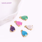 Teardrop Charms for Earring Making, 18K Plated, CZ Pendants