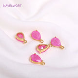 Teardrop Charms for Earring Making, 18K Plated, CZ Pendants