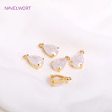 Teardrop Charms for Earring Making, 18K Plated, CZ Pendants