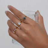 Vintage CZ Stone Ring Green Pink Zircon