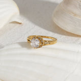 Vintage CZ Stone Ring Green Pink Zircon