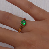 Vintage CZ Stone Ring Green Pink Zircon