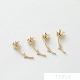 18K Plated Tulip Pendant DIY Double Hanging Necklace Ear Stud 2pcs
