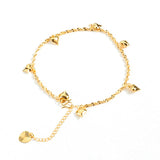 18K Plated Heart Charms Anklet for Women & Teen Girls Foot Jewelry