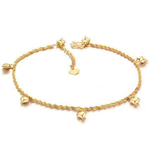 18K Plated Heart Charms Anklet for Women & Teen Girls Foot Jewelry
