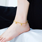 18K Plated Heart Charms Anklet for Women & Teen Girls Foot Jewelry
