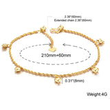 18K Plated Heart Charms Anklet for Women & Teen Girls Foot Jewelry