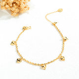 18K Plated Heart Charms Anklet for Women & Teen Girls Foot Jewelry