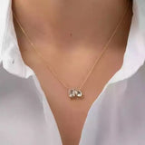 Heart Rectangle Zircon Necklaces Clear Cz Paved Water Drop Delicate
