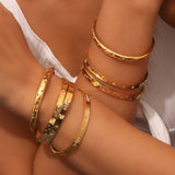 Crystal Zircon Pave Star Moon Cuff Bangles Bracelets