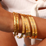 Crystal Zircon Pave Star Moon Cuff Bangles Bracelets