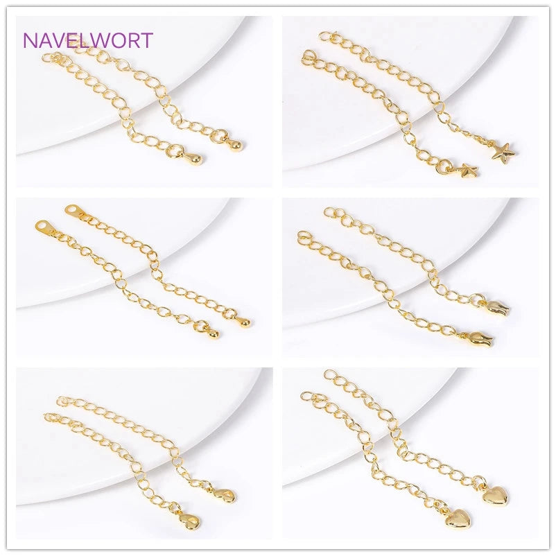 18K Plated Brass Extension Chain Tag DIY Jewelry Making