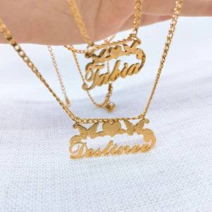18K Plated Yellow Nameplate Necklace Women's Jewelry Gift