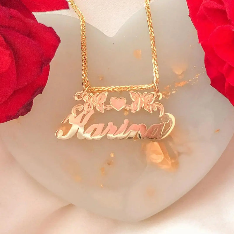 18K Plated Yellow Nameplate Necklace Women's Jewelry Gift