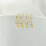 18K Gold-Plated Zircon Ear Ring DIY Earrings Material 10pcs
