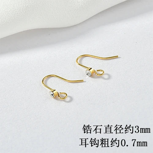18K Gold-Plated Zircon Ear Ring DIY Earrings Material 10pcs