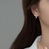925 Silver Textured Huggie Earrings C-M00738