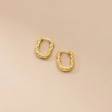 925 Silver Textured Huggie Earrings C-M00738