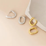 925 Silver Textured Huggie Earrings C-M00738