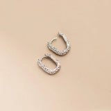 925 Silver Textured Huggie Earrings C-M00738