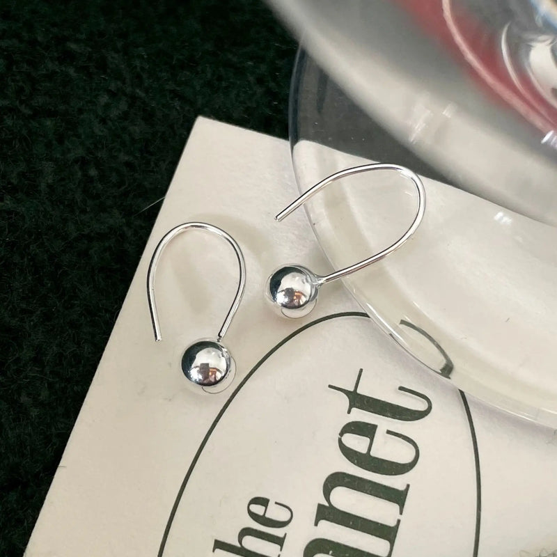 18K Plating 925 Sterling Silver Lucky Ball Hook Earrings
