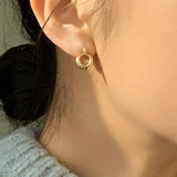 18K Plating 925 Silver Double Circle Stud Earrings C-C1015