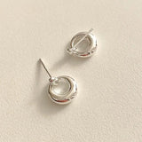 18K Plating 925 Silver Double Circle Stud Earrings C-C1015