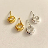 18K Plating 925 Silver Double Circle Stud Earrings C-C1015